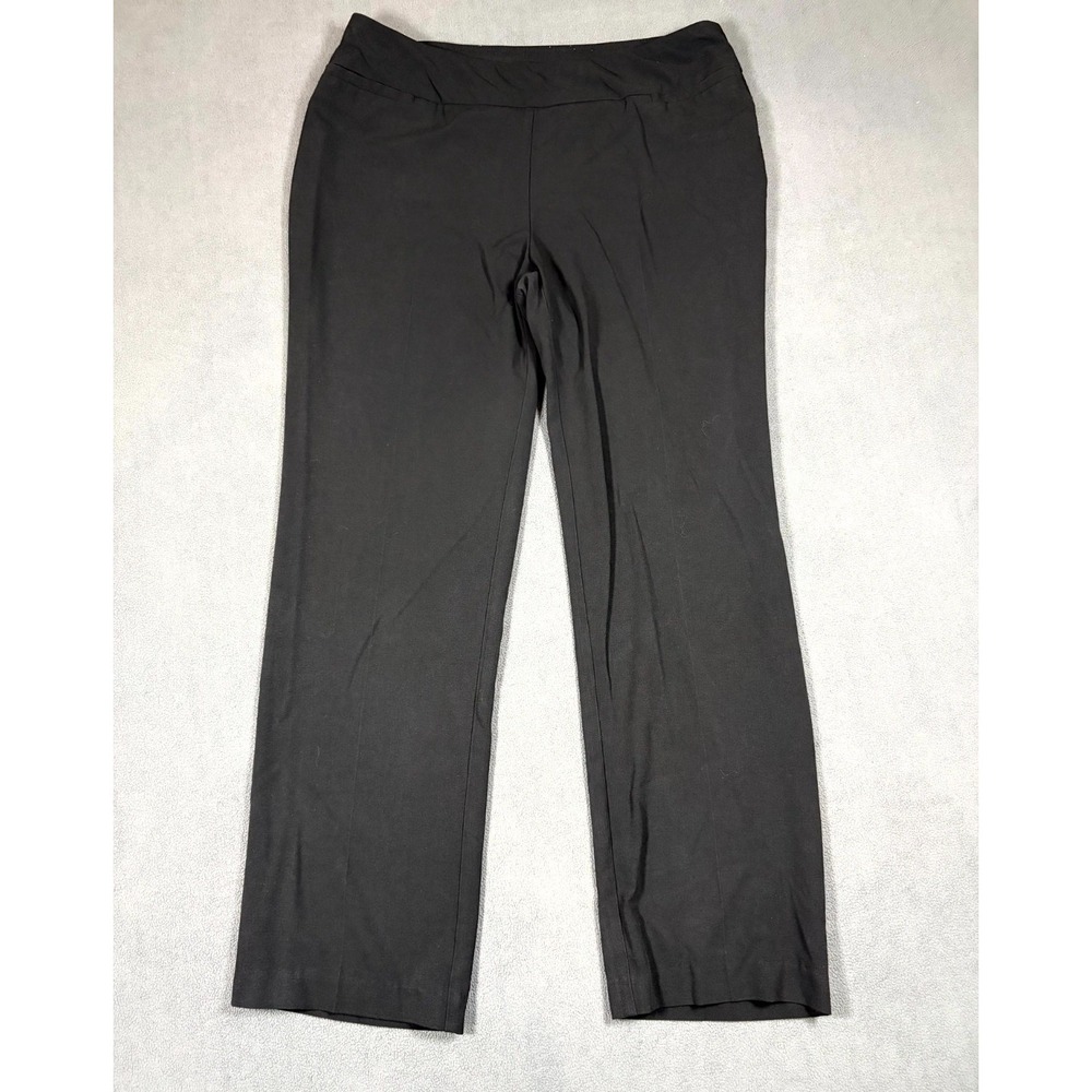 Dressbarn Ankle Pants Women 14 Black Stretch Flat Front Comfort Mid Rise Pull On